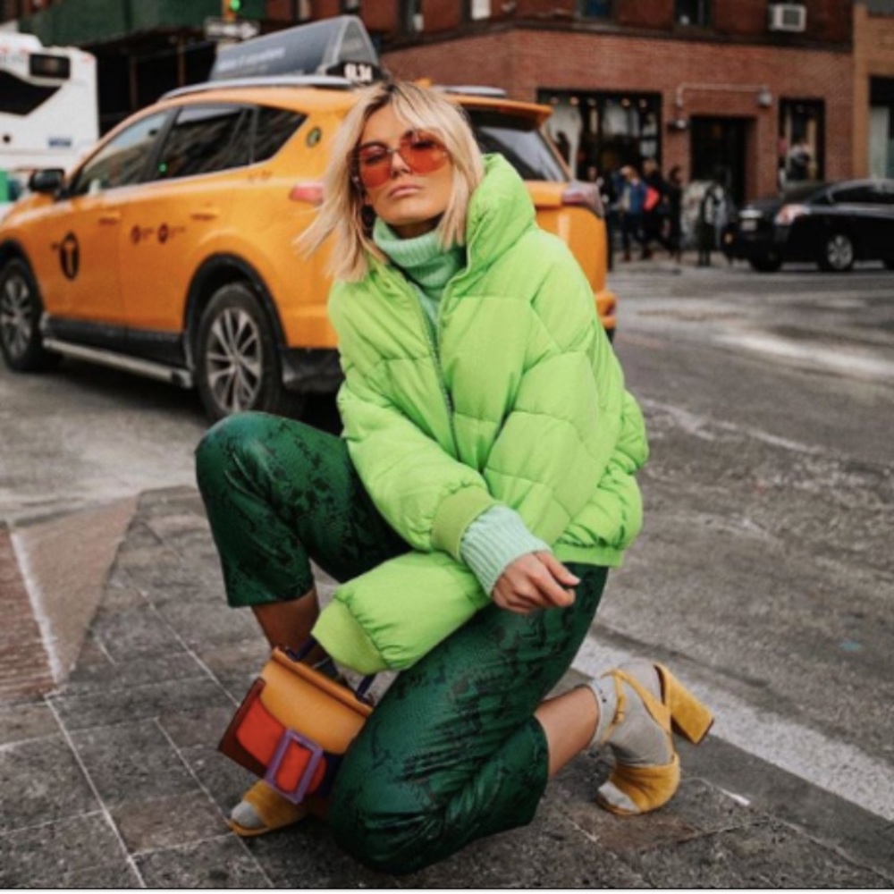 Lime Green Puffy bomber